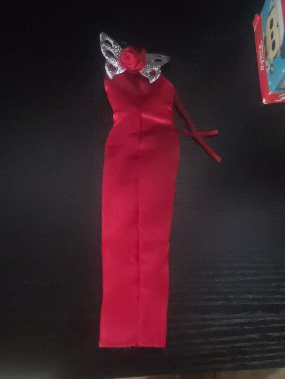 Barbie Red Satin Dress with Silver Bow Accent